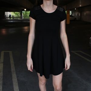 Black Dress with Lace-Top Sleeves